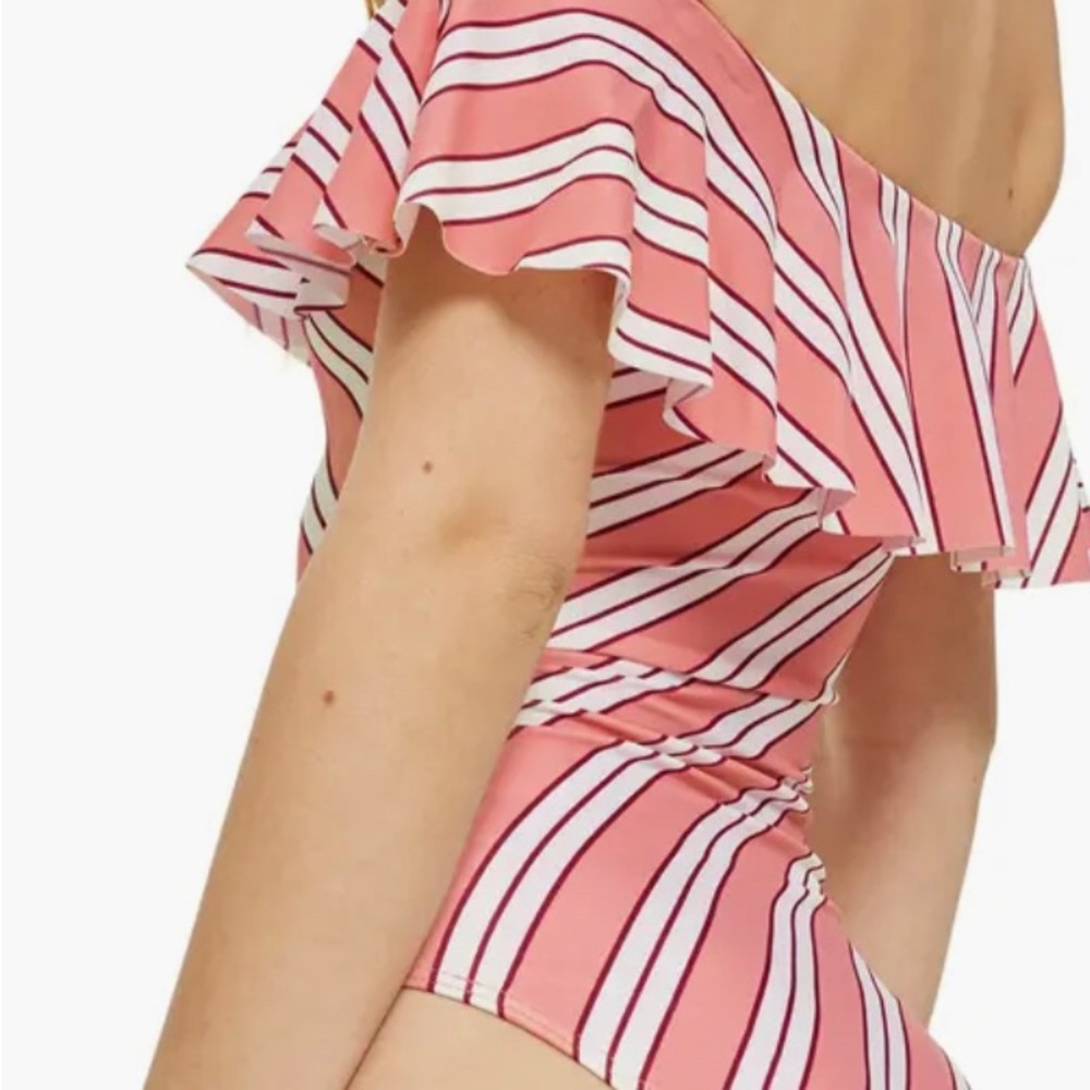TOPSHOP Ruffle Off the Shoulder One-Piece Swimsuit - Picture 4 of 7